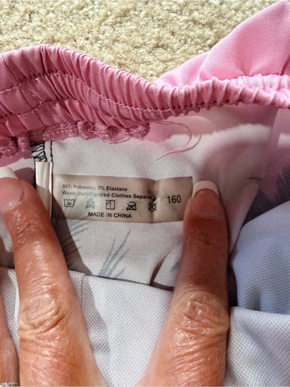 SHEIN Pink to Navy Ombre Palm-Print Swim Trunks